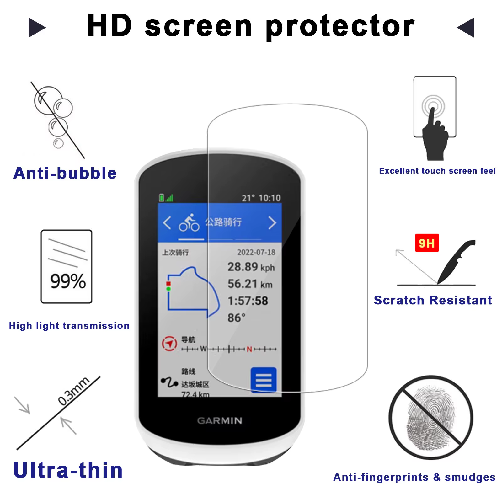 Coque en silicone TPU + 2 films de verre trempé pour Garmin Explore 2