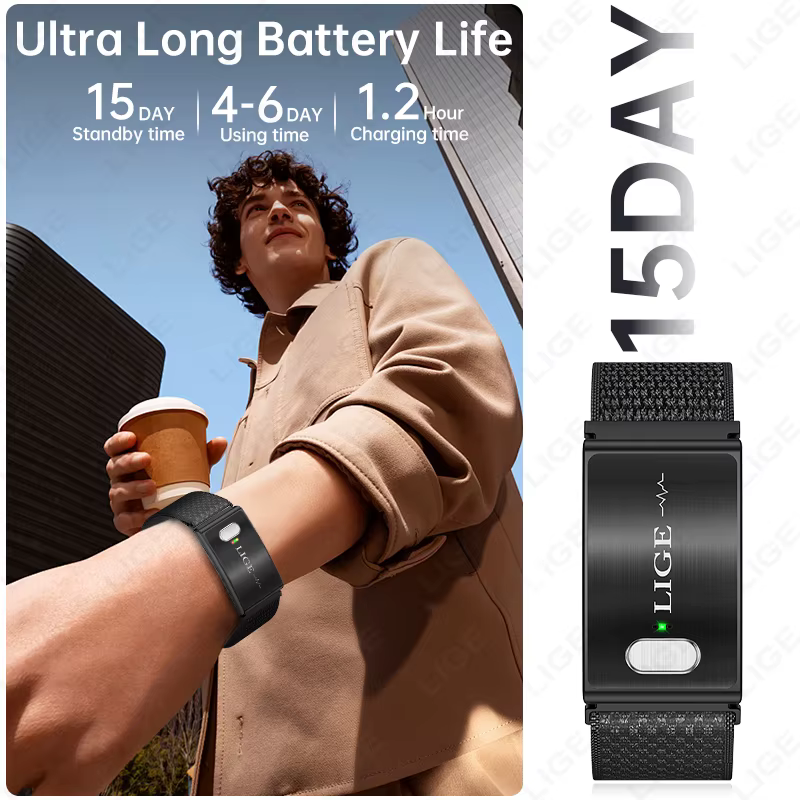 Nouveau bracelet intelligent ECG LIGE avec moniteur de fréquence cardiaque 24h/24