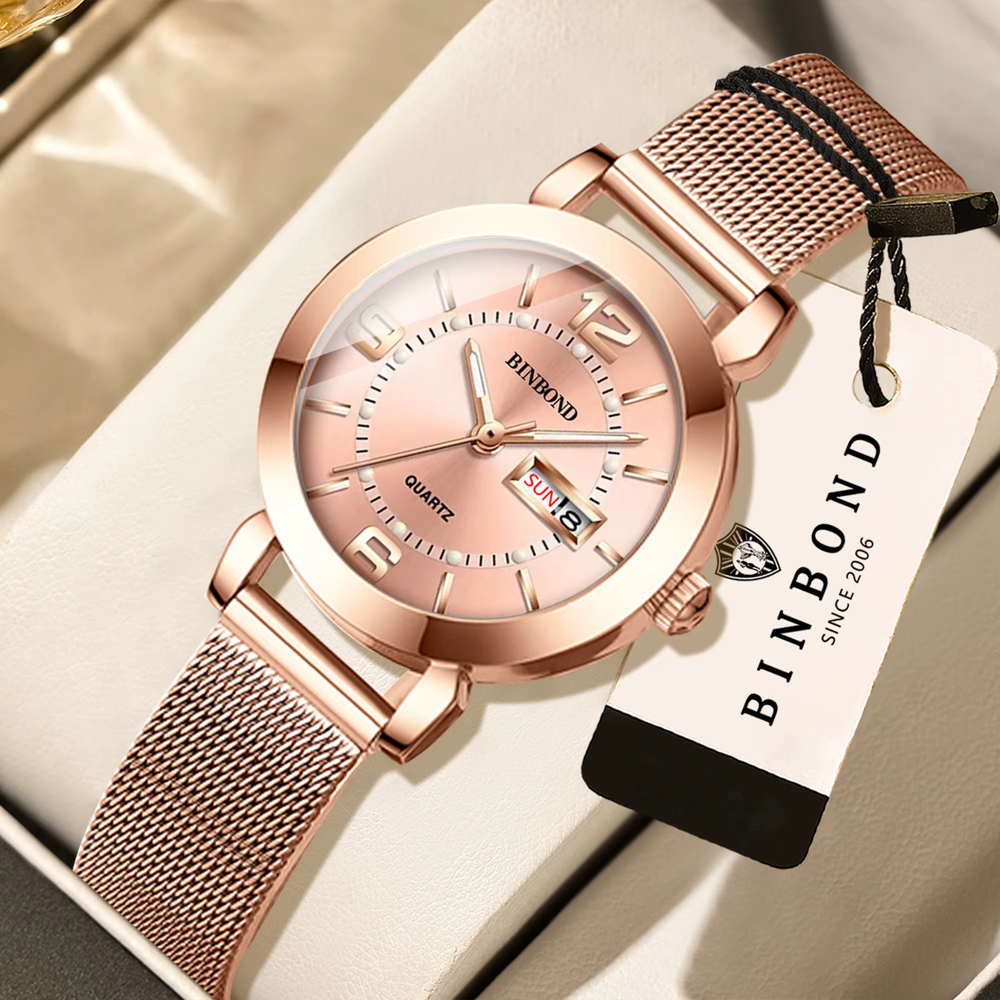 Montres-bracelets en quartz de luxe BINBOND pour femmes