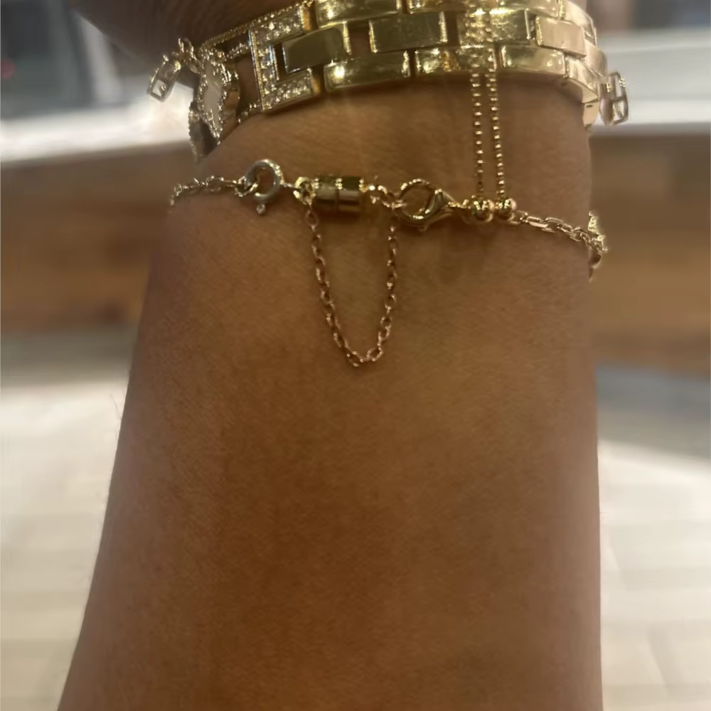 5 pièces de fermoirs et de boucles magnétiques pour bracelet avec chaîne de sécurité