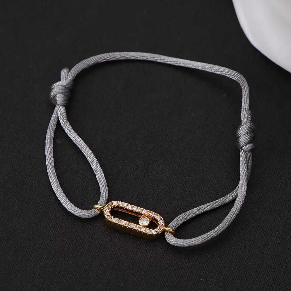 Bracelet en corde tressée avec zircon coulissant