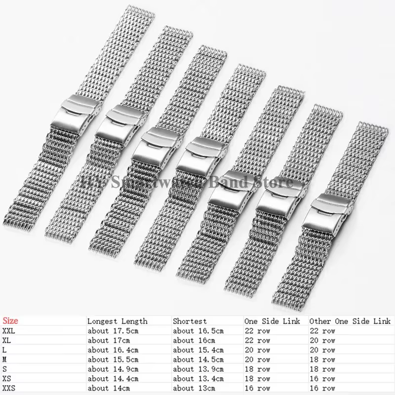 Bracelet de montre en maille requin 4.0mm d'épaisseur pour Omega