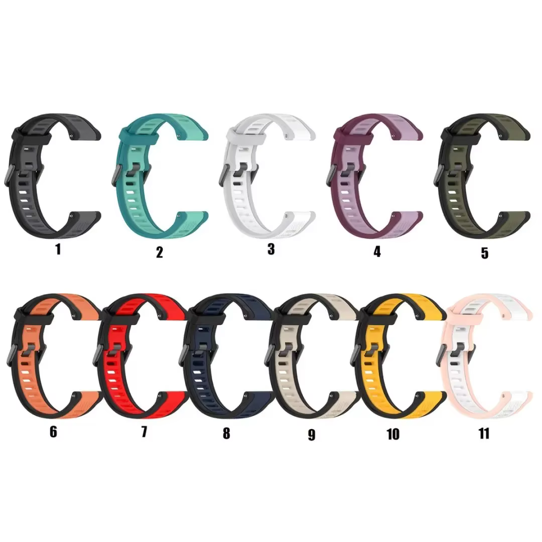 Bracelet de sport en silicone bicolore pour Garmin Forerunner 55 158 245 645 165 570 970 255 255s 265 265s 18 20 22mm