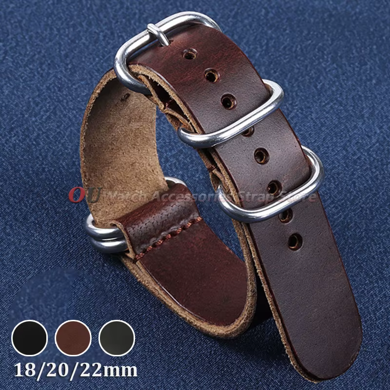Bracelets de montre vintage en cuir véritable 18mm 20mm 22mm