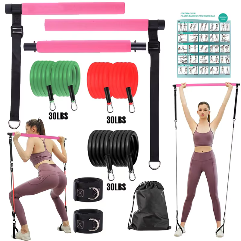 Kit de Yoga et Pilates avec Bandes, Multifonctionnel, Portable, Gym à Domicile, Kit d'Entraînement Complet du Corps