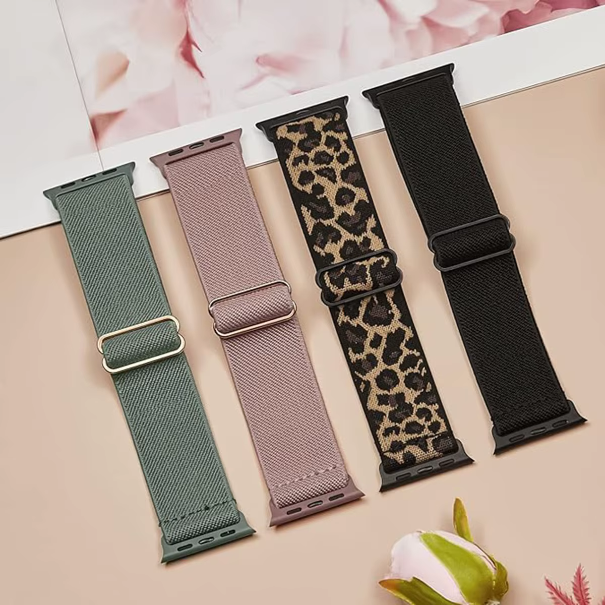 Paquet de 4 boucles élastiques pour bracelet de montre Apple 45mm 44mm 42mm 49mm 38mm 40mm 41mm