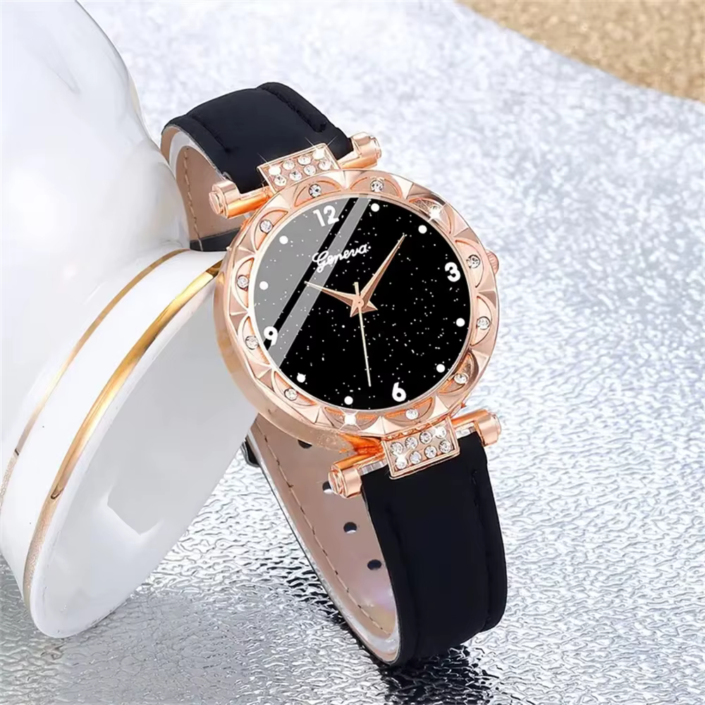 Montres pour femmes 5 pièces ensemble de luxe strass