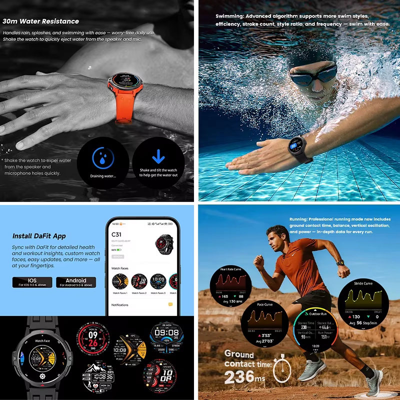 Montre connectée GPS sportive 2026 avec écran 1