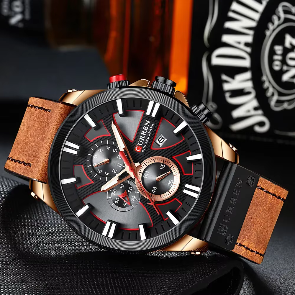CURREN montre pour hommes haut de gamme de luxe lumineux en cuir