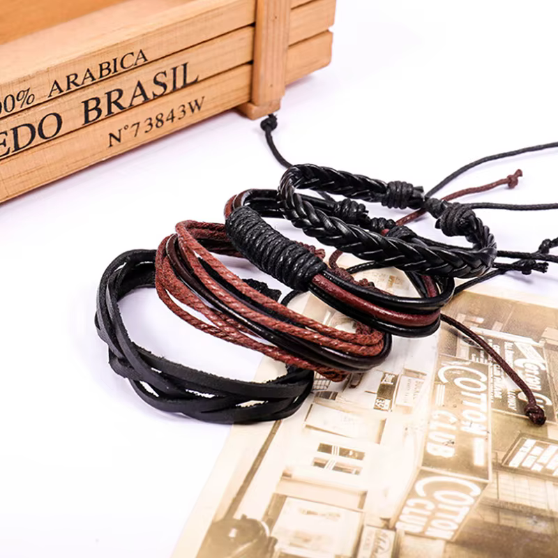 Bracelets en cuir tressé pour hommes