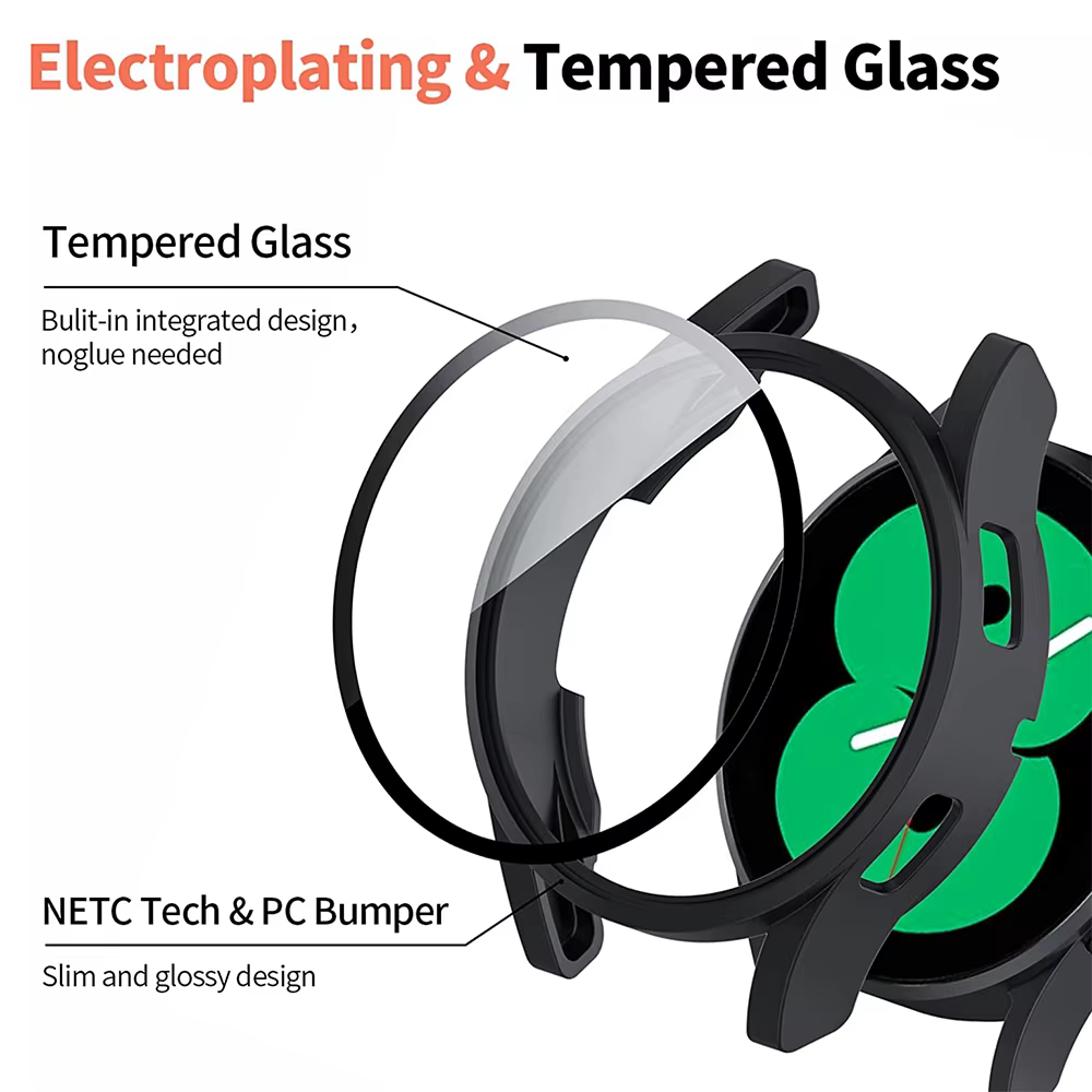 Verre trempé + couvercle PC pour Samsung Galaxy Watch 8 7 4 5 6 44mm 40mm