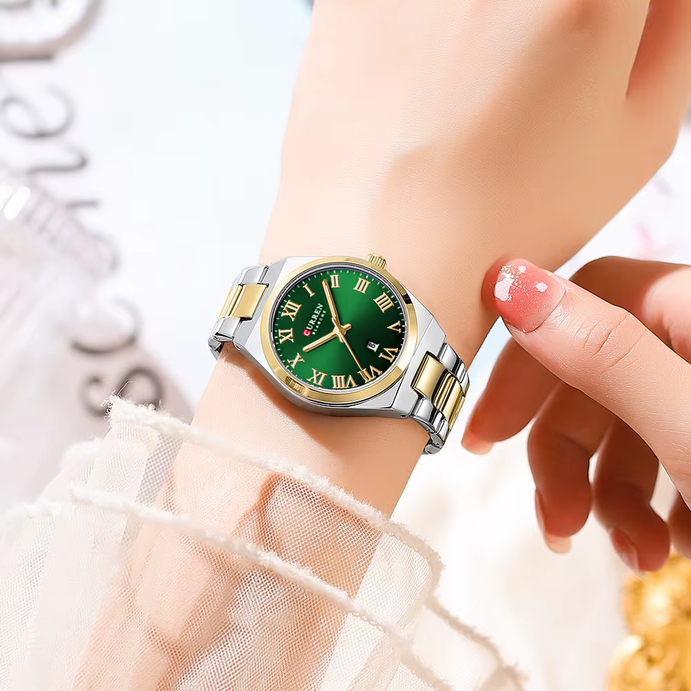 Montres de luxe en acier inoxydable pour femmes avec date