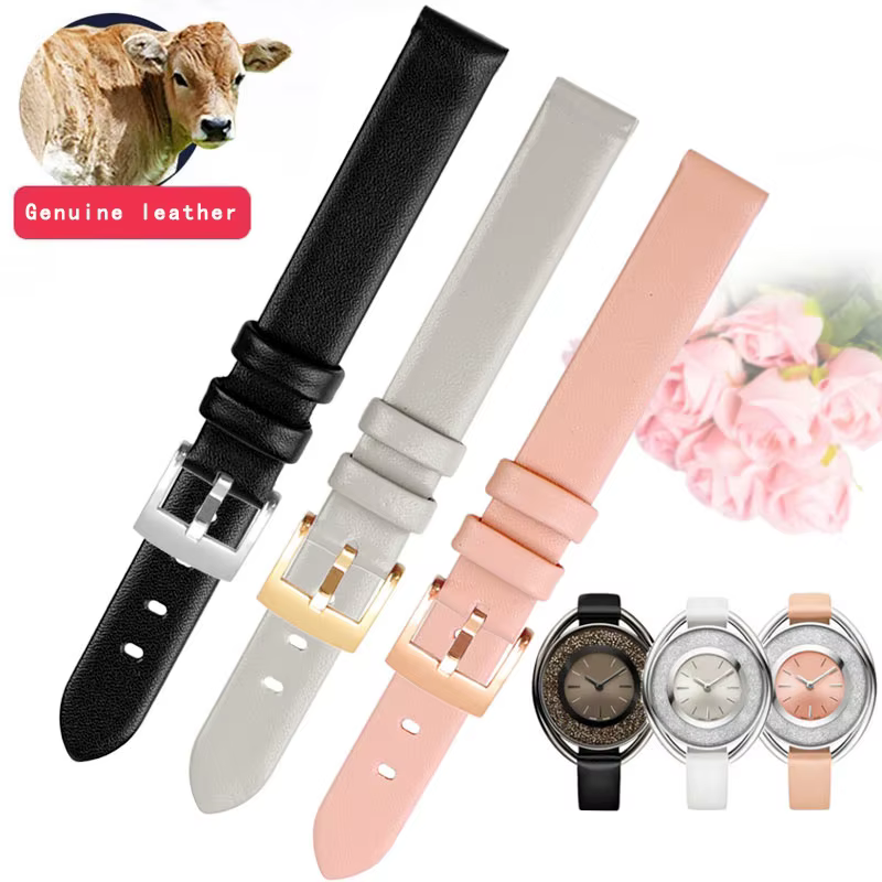 Bracelet de montre en cuir de vache souple pour femmes Swarovski 5158517 / 5158544 / 5158972 Broche