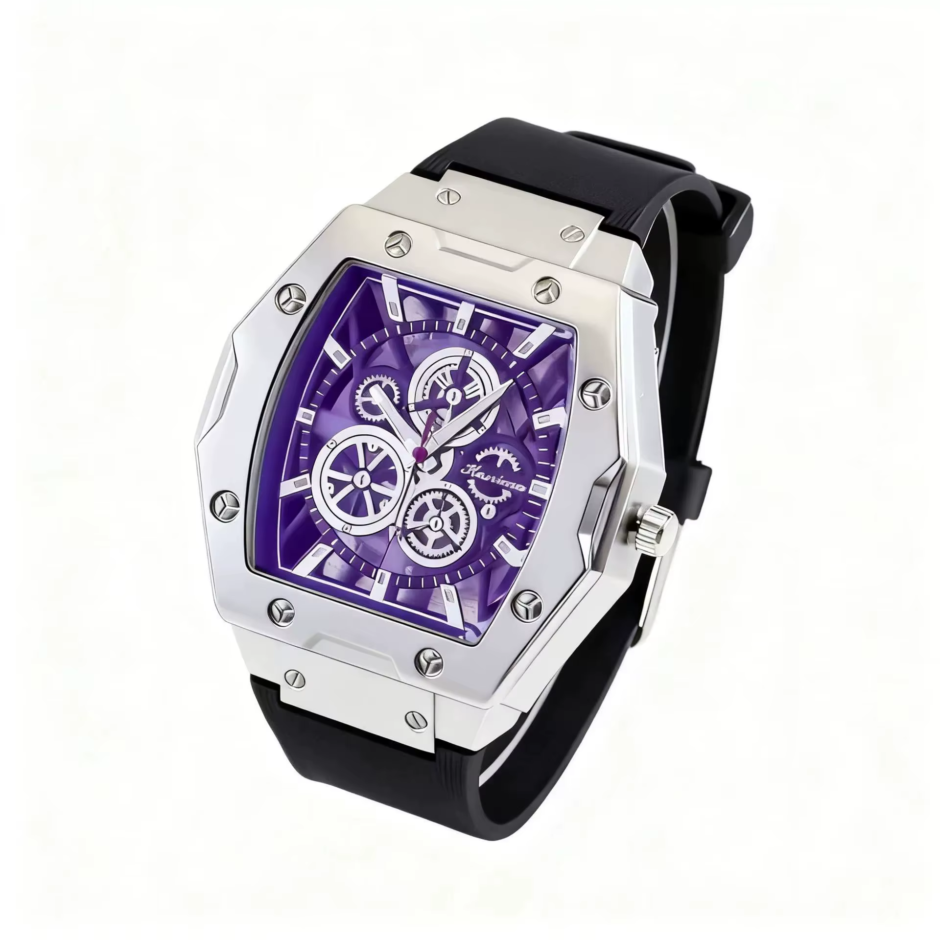 Nouvelle Montre Homme de Luxe Tonneau Squelette Creux Style Mécanique