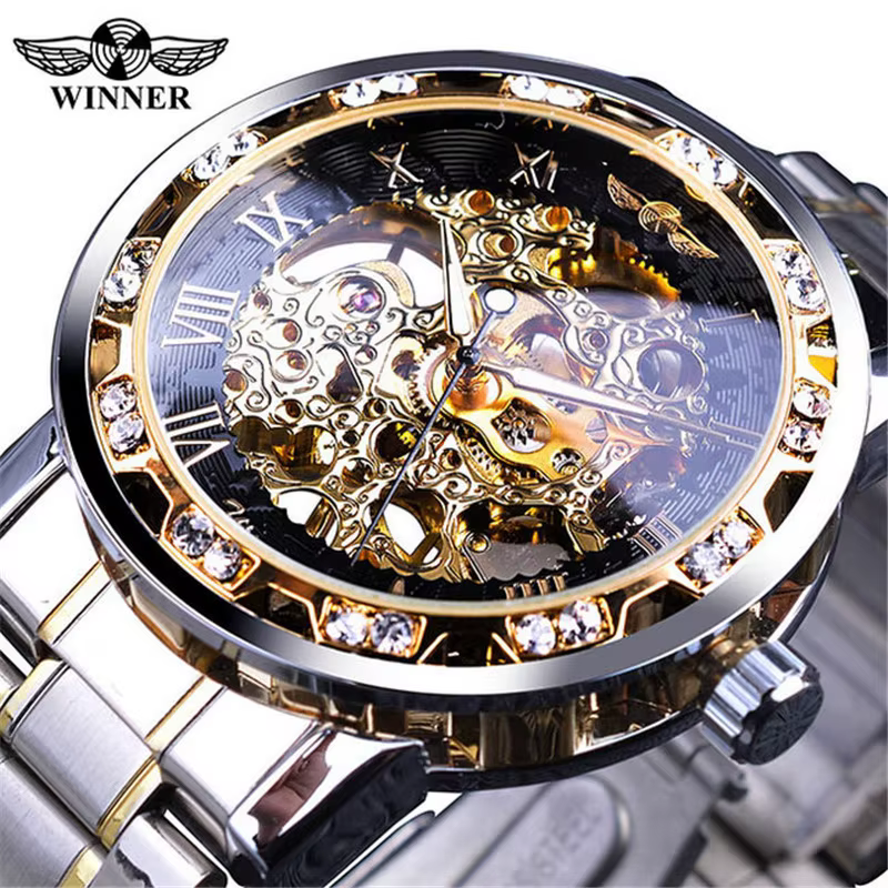 Seton-Montre mécanique en acier pour homme