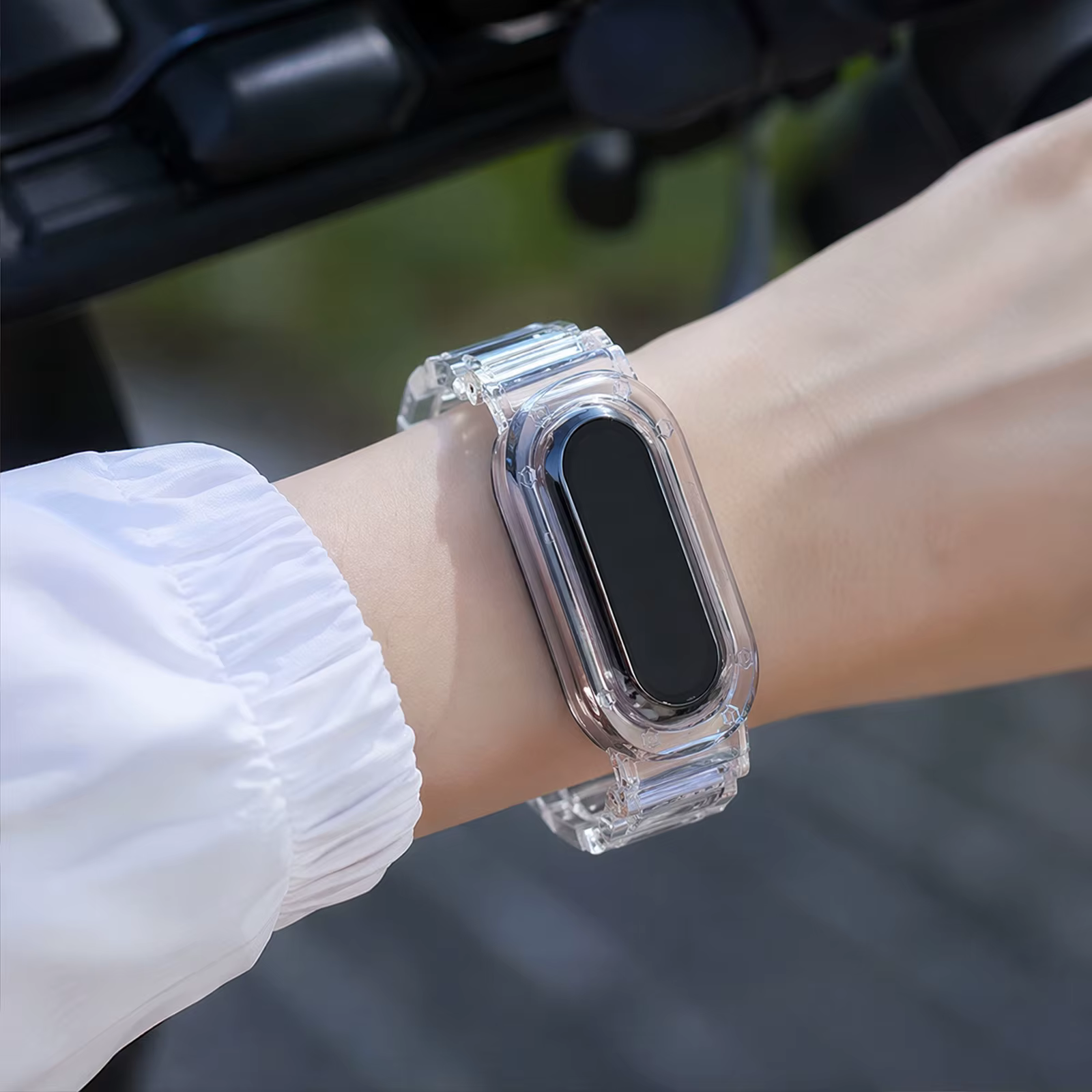 Bracelet de montre en TPU transparent avec étui de protection antichoc