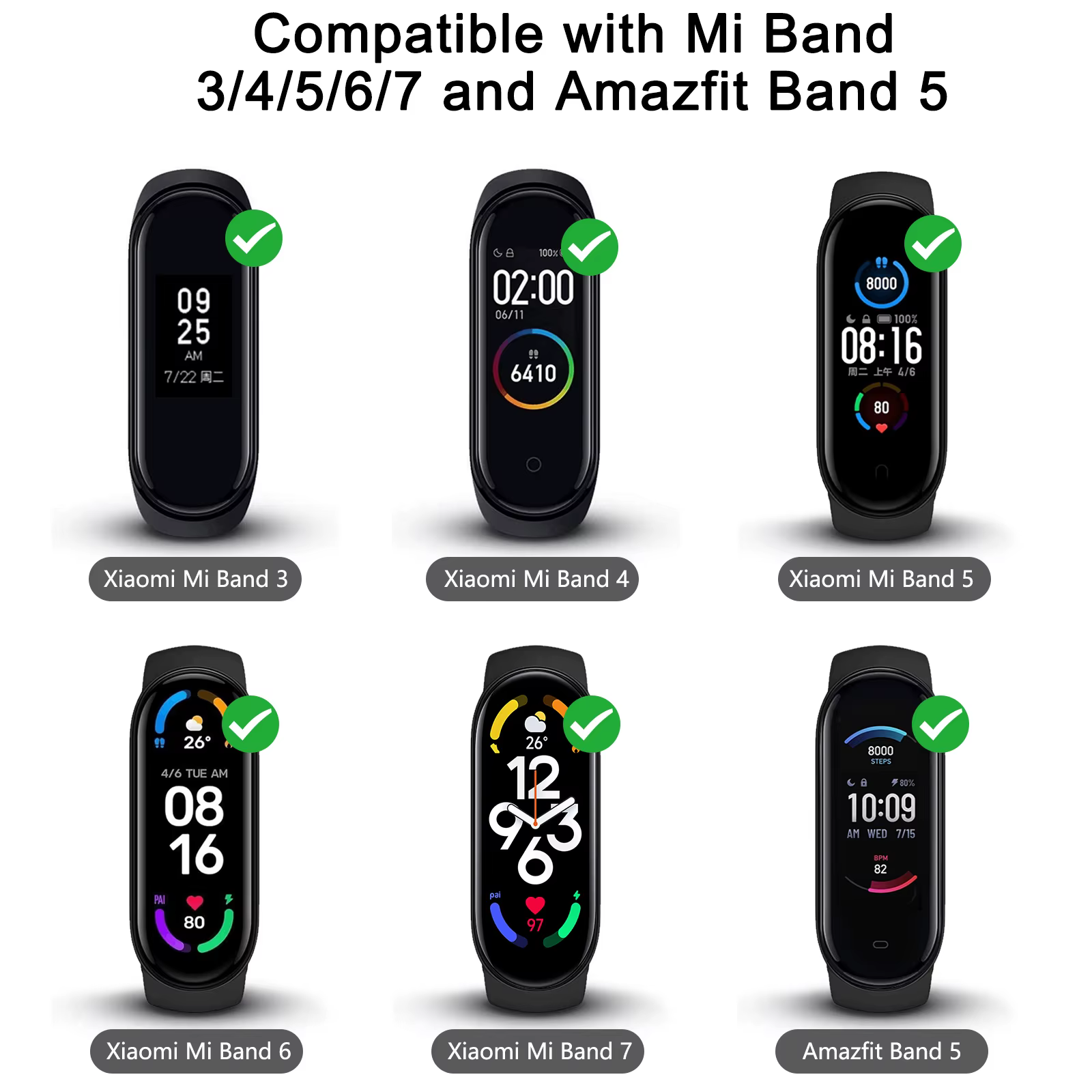 Bracelet de montre tressé pour Xiaomi Mi Band 7 6 5 4 3, bracelet élastique réglable pour Amazfit Band 5, Bracelet de remplacement