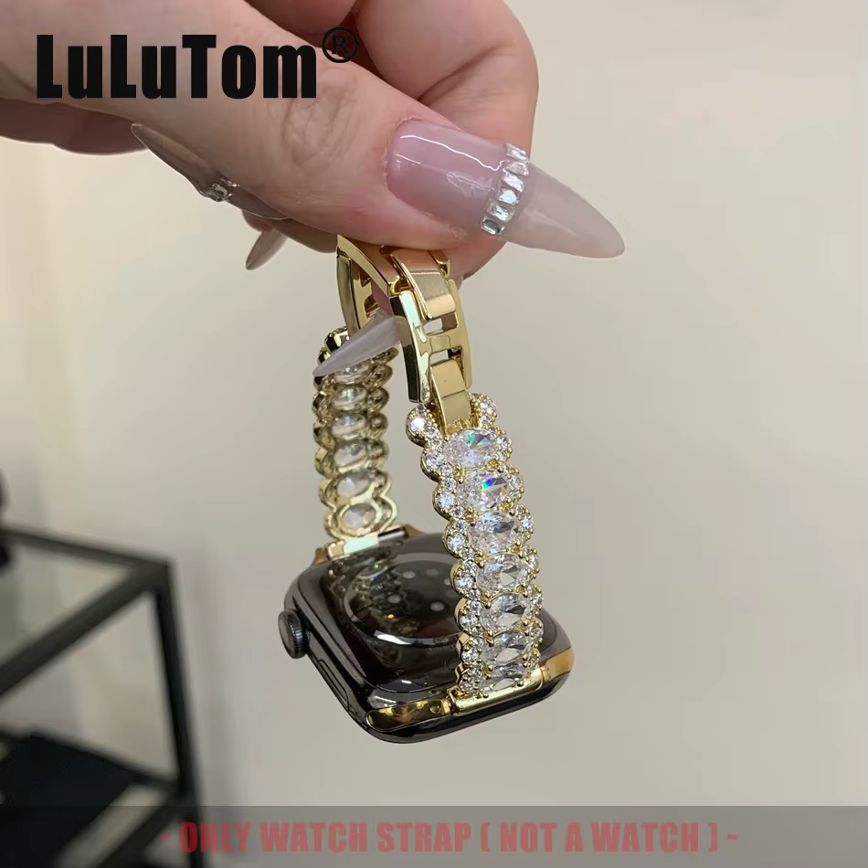 Bracelets de luxe style joaillerie pour Apple Watch Series 11 10 9 8 7 6 5 4 3 2