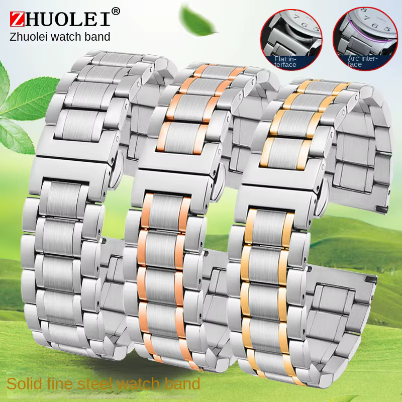 Bracelet de montre en acier inoxydable fin pour hommes et femmes