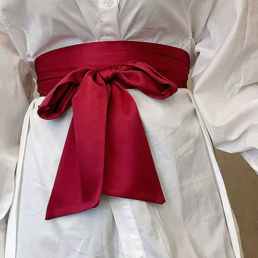 Ceinture Corset large avec nœud en ruban de Satin, 9.5x250cm, vin blanc rouge noir rose jaune marine, ceinture à nœud papillon pour femmes et filles
