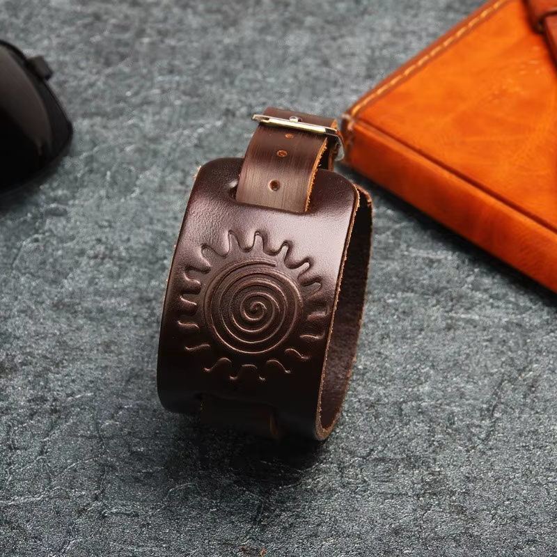 Bracelet large en cuir pour homme