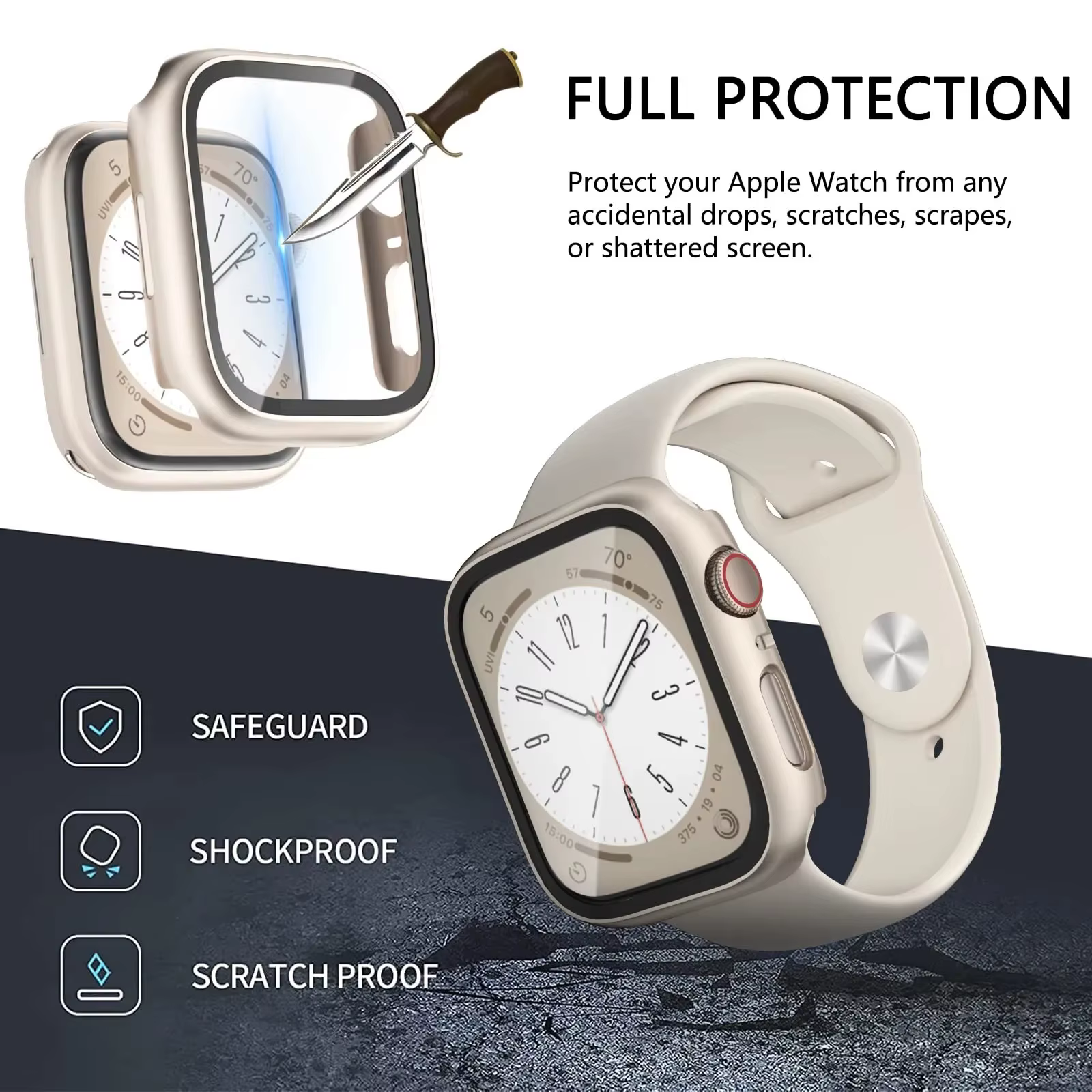 Verre + couvercle pour boîtier de montre Apple 46mm 44mm 40mm 45mm 41mm 42mm 38mm protecteur d'écran iwatch série 10 9 8 7 6 5 3 SE accessoires