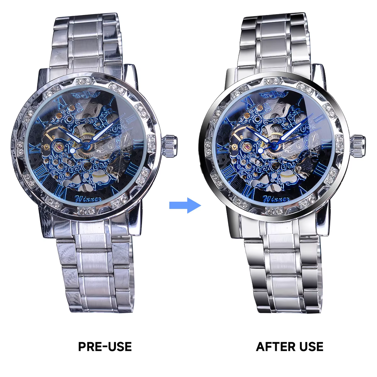 Dissolvant de rayures pour montre en métal