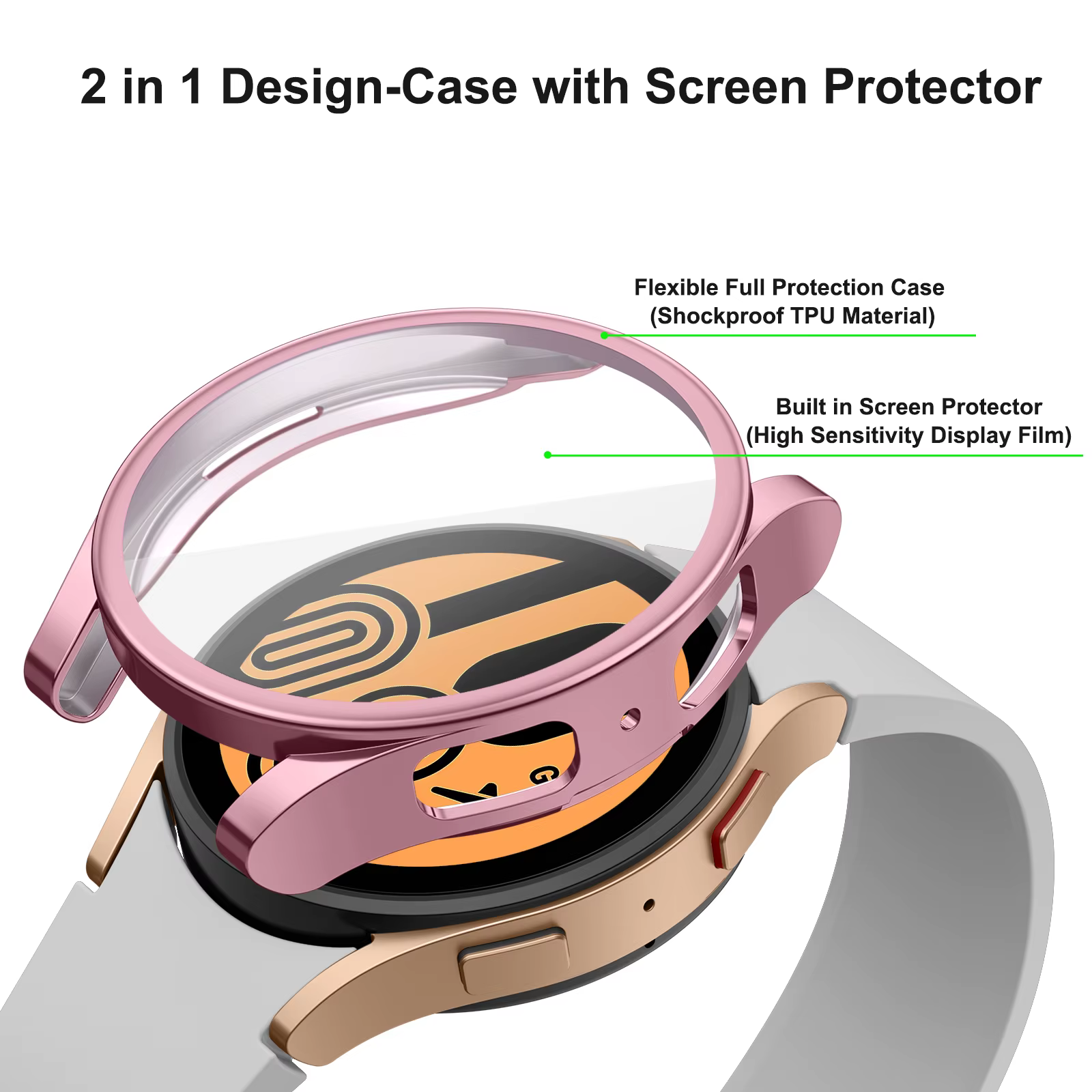 Coque en TPU + bracelet en Silicone pour Samsung Galaxy Watch 4 5 6 7 40mm 44mm