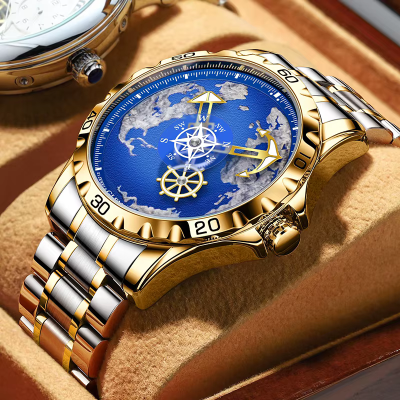 GLENAW Design nouveaux hommes montres série nautique voyageur en acier inoxydable brillant étanche montre mécanique