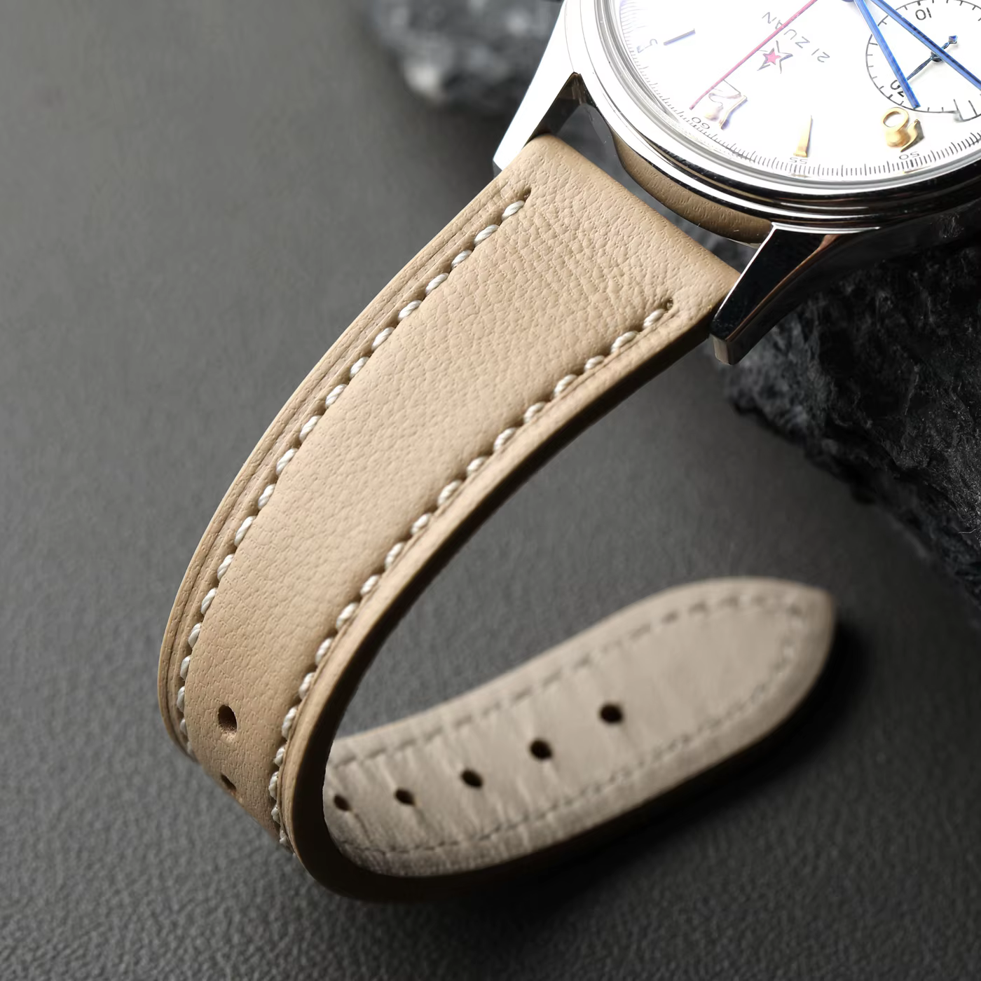 Bracelet en cuir de chèvre français fait à la main 18 19 20 21 22MM