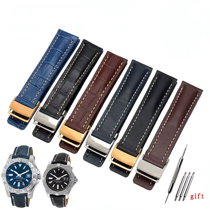 Bracelet de montre en cuir véritable pour hommes