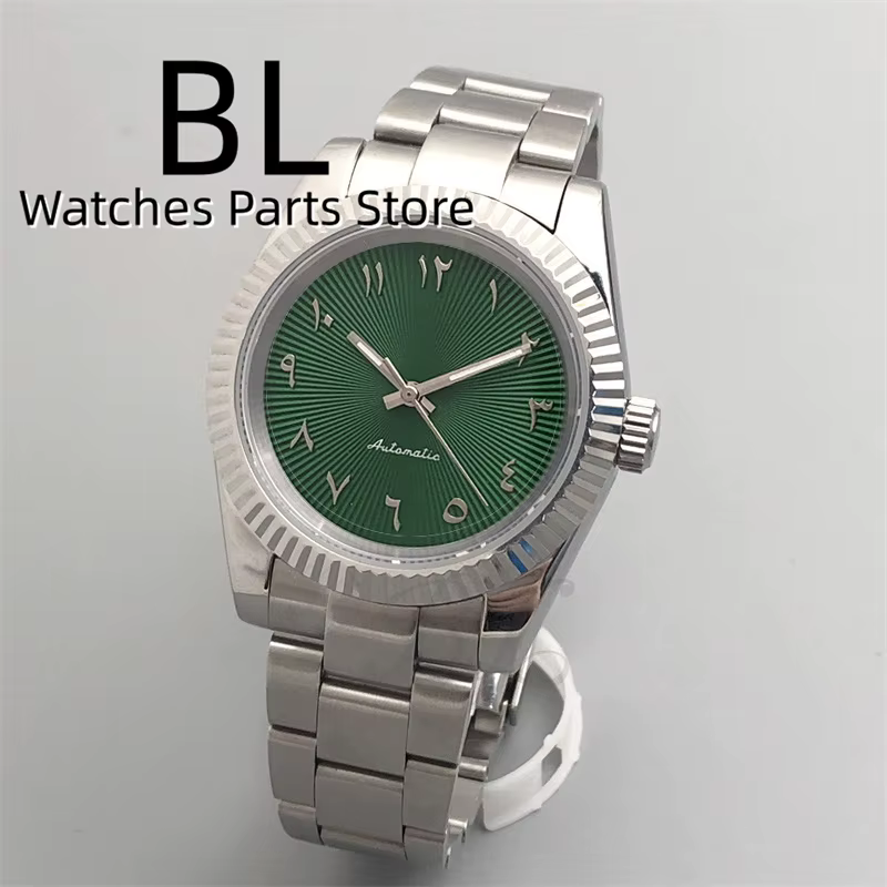 Montre pour homme avec cadran texturé à chiffres arabes bleu glace 36 mm 39 mm