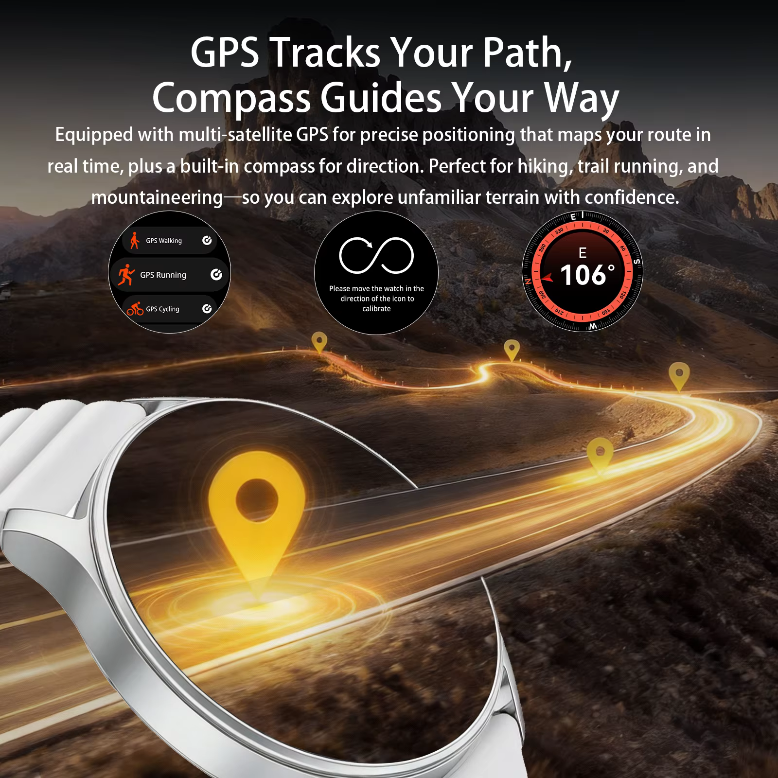 Montre connectée GPS, appels Bluetooth