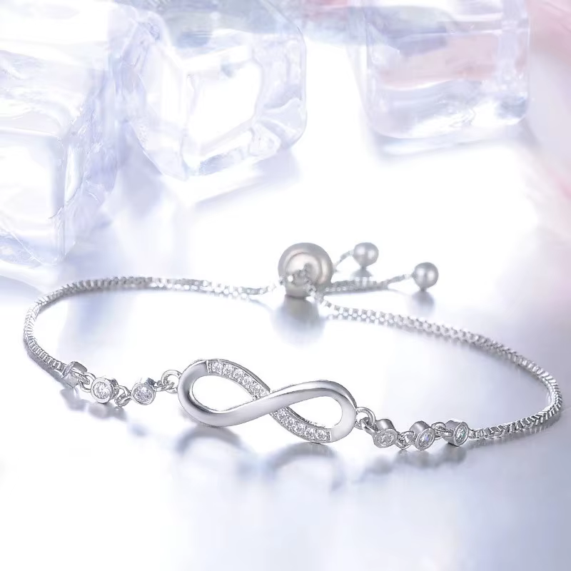 Nouveaux jolis bracelets en argent sterling 925 avec cristaux pour femmes, bijoux de mode, accessoires de fête et de mariage, cadeaux pour la Saint-Valentin