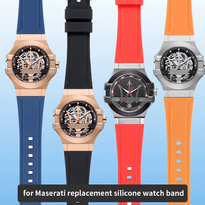 Pour montre Trident Maserati R 8821108039 R R 8821108038 /8035/8025 bracelet de sport convexe modifié en caoutchouc de