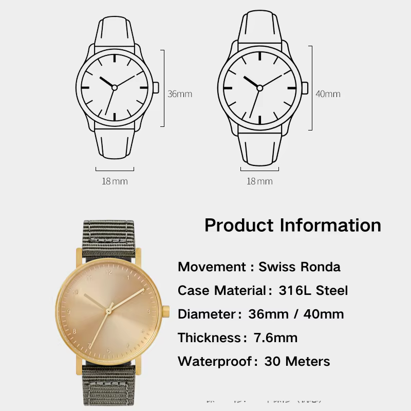 Montre à quartz avec mouvement