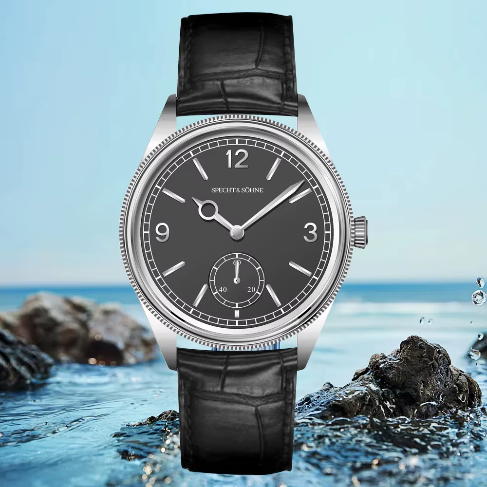 Vente chaude Spech t & Söhne montre mécanique pour hommes à la mode en cuir véritable et acier inoxydable 50M étanche