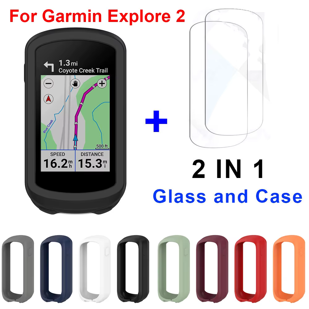 2 en 1 pour Garmin Edge Explore 2 étui de protection + Film de verre housse