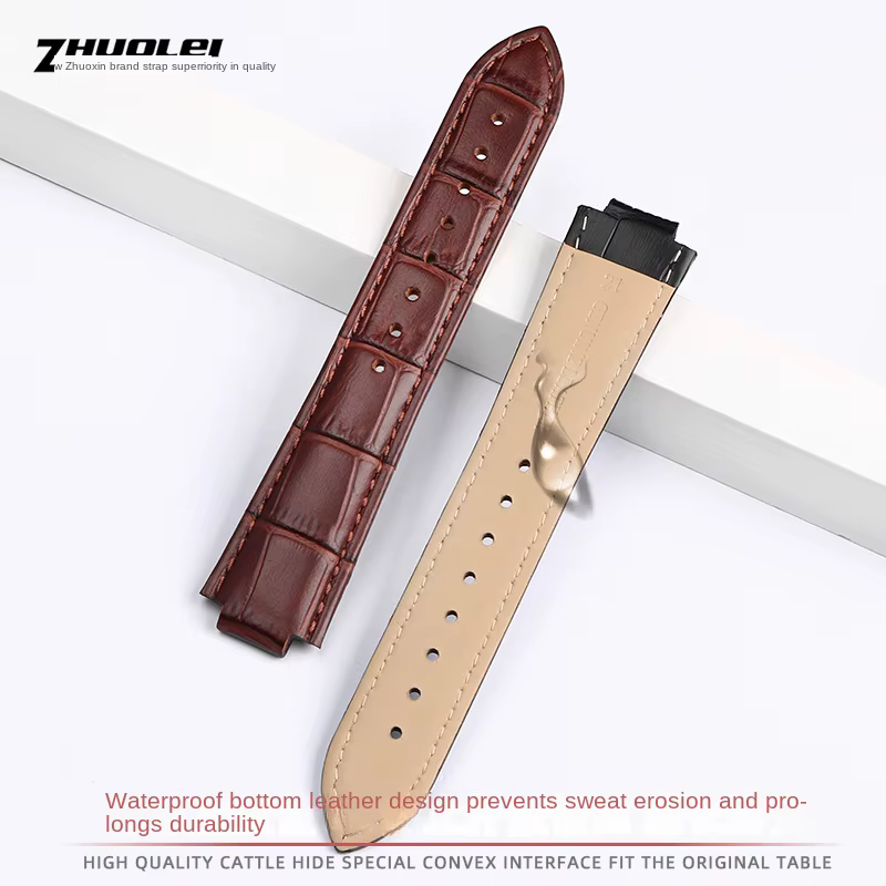 Bracelet de montre en cuir véritable pour homme et femme