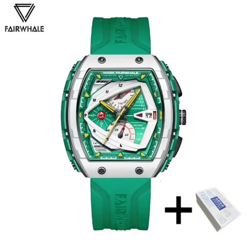 Mark Fairwhale 5690 hommes multi fonctionnel étanche sport bracelet en Silicone calendrier Date montre haut de gamme montres à Quartz pour homme