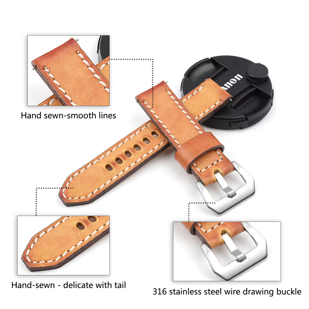 Bracelet de montre en cuir véritable pour Panerai