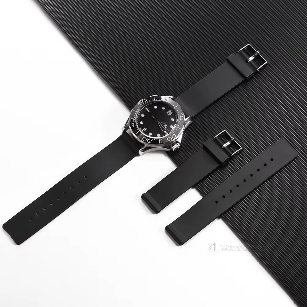 Bracelet de montre universel en PVC noir de 12 mm