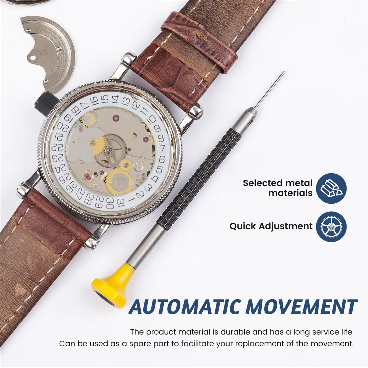 ELBA_pour ETA 2824-2 SELLITA SW200 blanc 3H mouvement d'horloge de montre mécanique