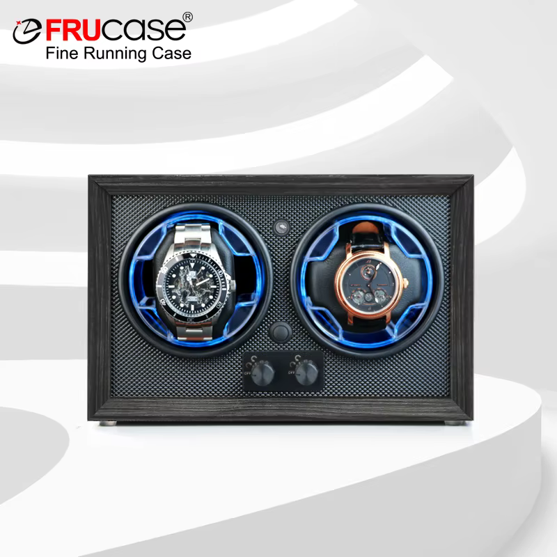 FRUCASE remontoir de montre en bois pour montres automatiques 2 boîtes Rolex affichage de bijoux collecteur de stockage avec lumière
