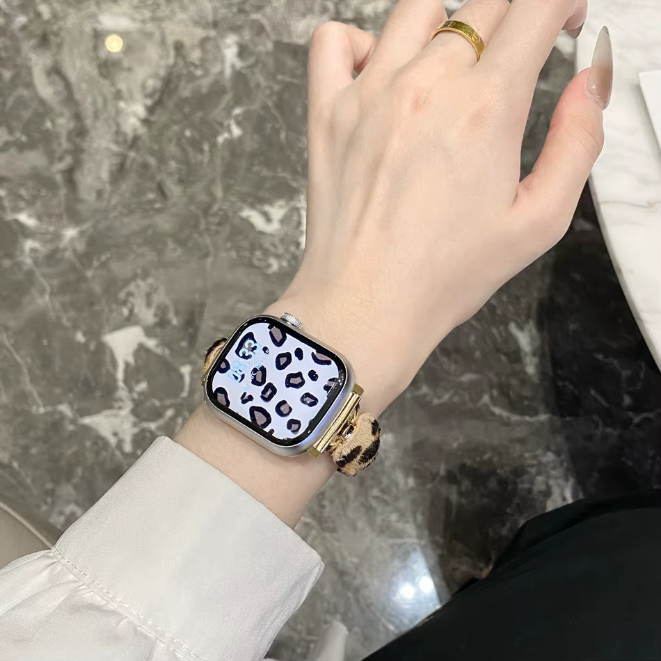 Bracelet de luxe imprimé léopard pour Apple iWatch série 10 9 8 7 6 5 4 3 SE Ultra 2 femmes Bracelets de mode
