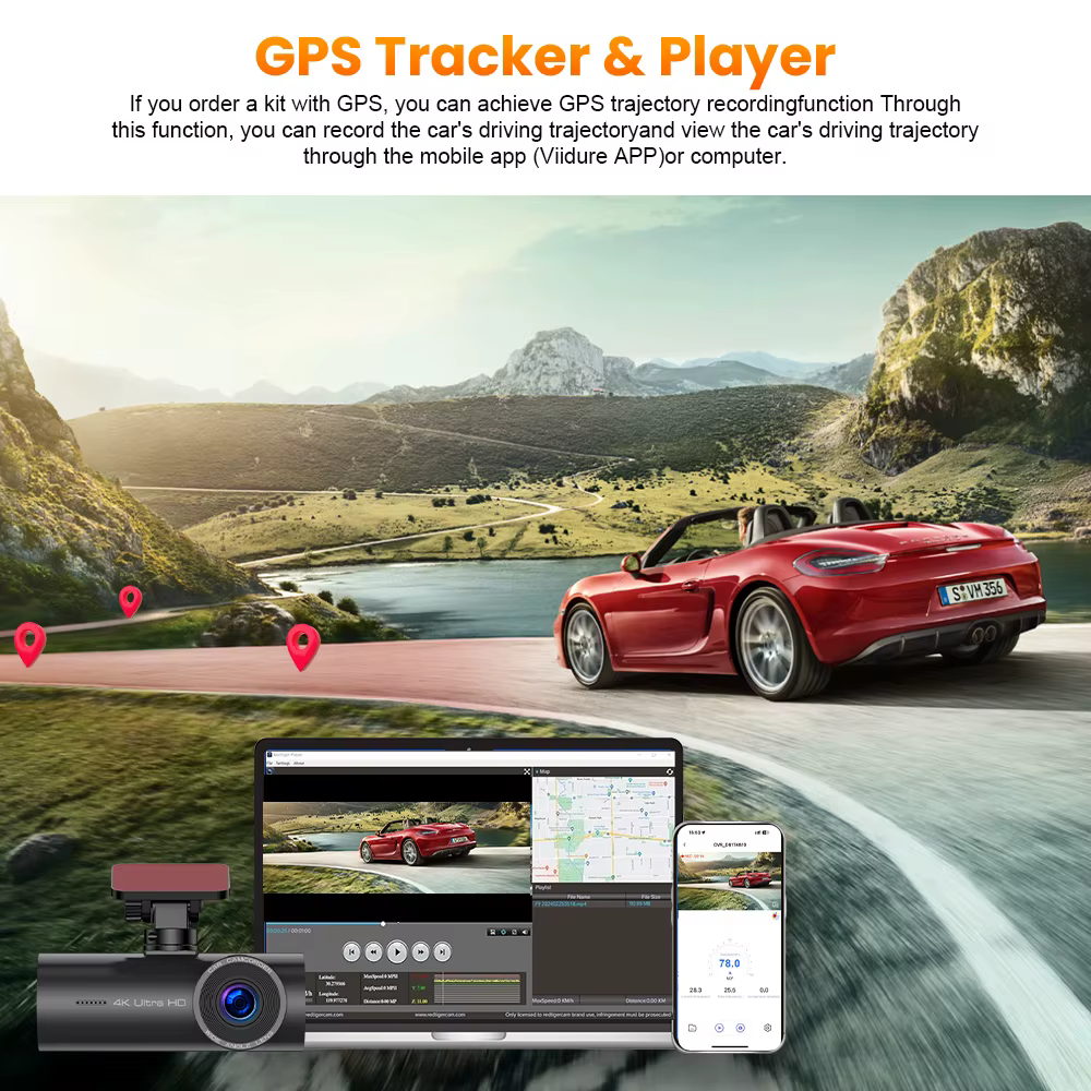 Kocam 4K WIFI GPS double caméra de tableau de bord avant et arrière pour voitures caméra voiture DVR enregistreur enregistreur vidéo Dashcam caméscope boîte noire