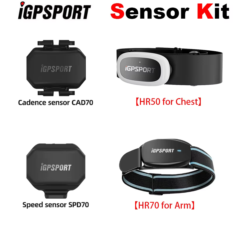 IGPSPORT Kit de capteurs intelligents, Cadence CAD70 vitesse SPD70 moniteur de fréquence cardiaque HR50 poitrine, bras HR70 pour ordinateur de vélo/cyclisme/course