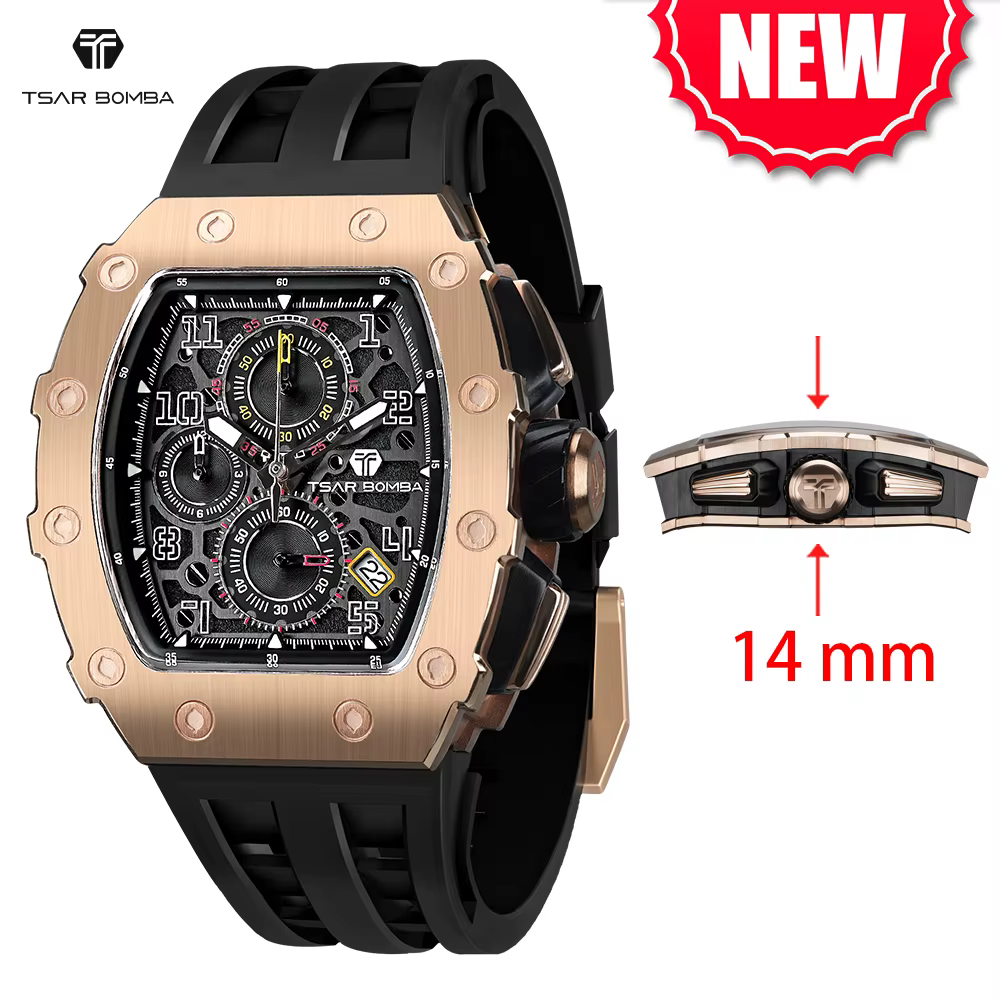 TSAR BOMBA Nouveau TB8204 montre pour hommes japon Quartz chronographe 50M étanche montre-bracelet mode Sport horloge
