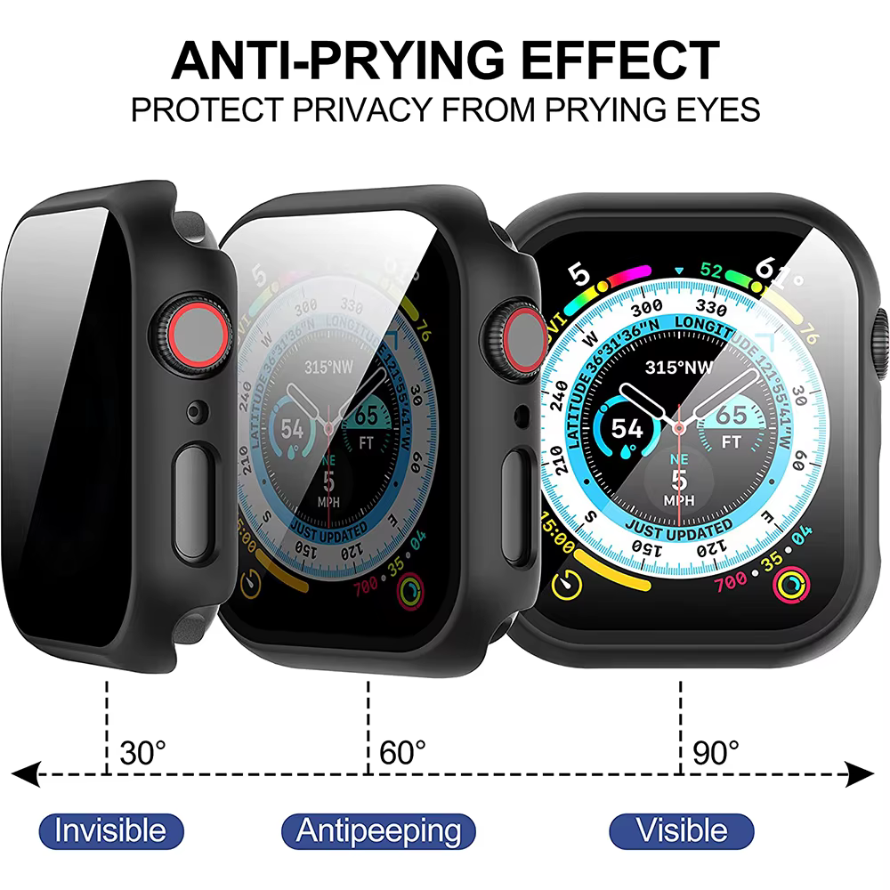 Verre trempé de confidentialité + étui pour Apple Watch 10 46mm 42mm