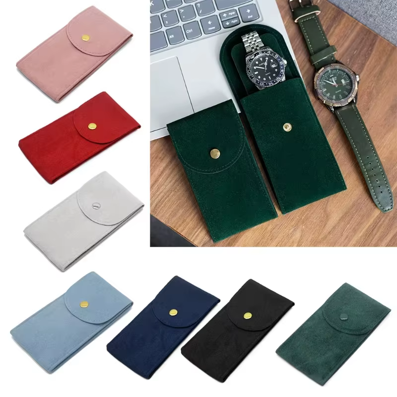 Pochette de rangement portable en tissu flanelle pour montre